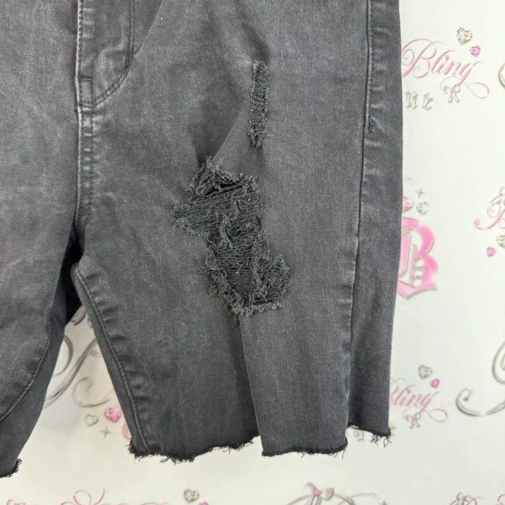 Miami high rise super skinny black shorts Women's Distressed Black Jean Shorts - Picture 4 of 15
